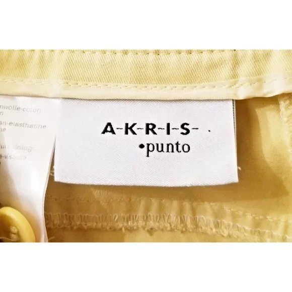 AKRIS PUNTO Yellow Casual Ankle Pants Sz 4 Cuffed Cotton Blend Mid Rise - Picture 2 of 10